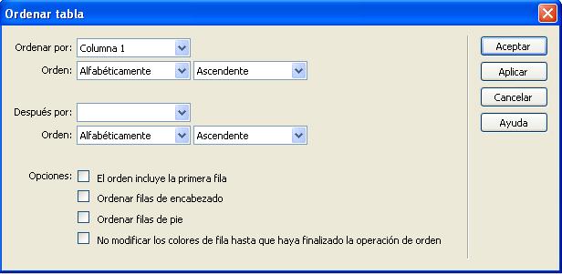 Ordenar tabla
